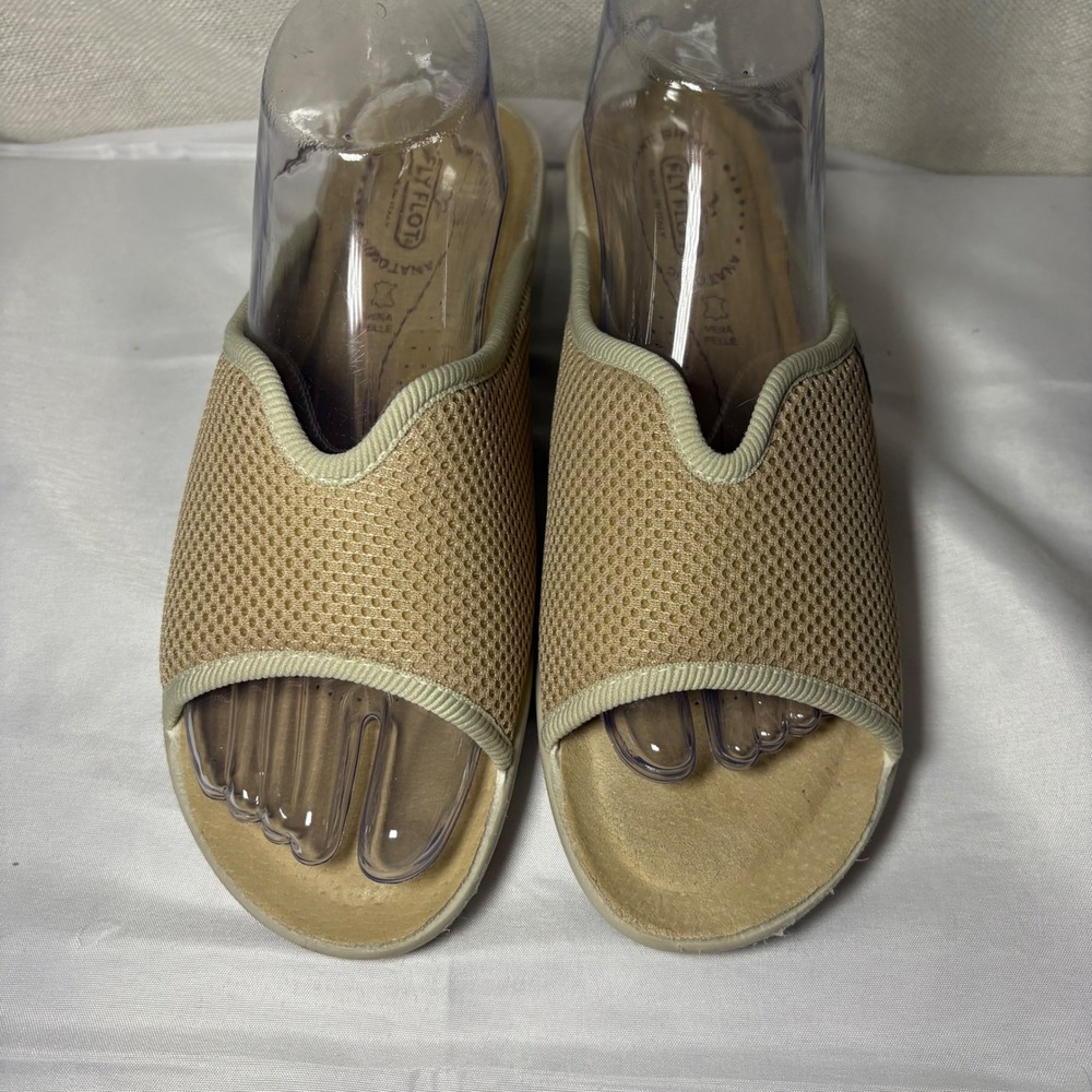 Fly Flot Tan Mesh Anatomic Anti-Shock Slide Sandals Made in Italy Womens 40 - Picture 3 of 9